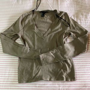 F21 Deep V Neck Long Sleeves Top